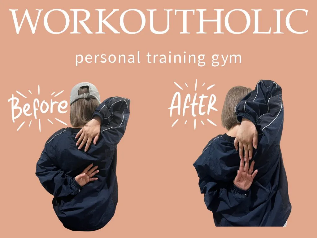 WORKOUTHOLICのストレッチ施術を受ける様子